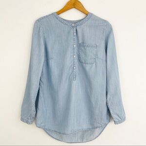 Talbots Chambray Button Up Long Sleeve Casual Shirt Top Size Medium